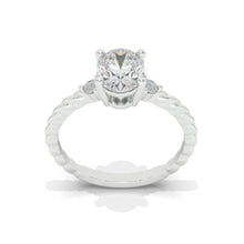 Load image into Gallery viewer, Oval Moissanite engagement ring vintage Unique Rope Shank ring Rose gold ring engagement ring Bridal ring Anniversary ring

