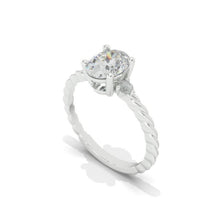 Load image into Gallery viewer, Oval Moissanite engagement ring vintage Unique Rope Shank ring Rose gold ring engagement ring Bridal ring Anniversary ring
