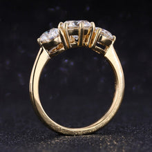 Load image into Gallery viewer, 14K Gold Classic Round Three Stone Moissanite Ring, Luxury Engagement Ring. 4 CTW Carat Moissanite Ring, Gift for Her

