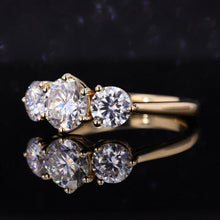 Load image into Gallery viewer, 14K Gold Classic Round Three Stone Moissanite Ring, Luxury Engagement Ring. 4 CTW Carat Moissanite Ring, Gift for Her
