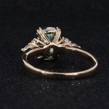 Load image into Gallery viewer, 3Ct Moissanite Engagement Ring, Solitaire Emerald Radiant Cut Moissanite Engagement Ring, Moissanite Marquise Side Stones Engagement Ring
