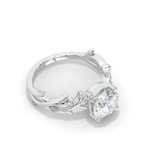 Load image into Gallery viewer, 2ct DEF Moissanite engagement ring rose gold round shaped ring Vintage art deco ring unique bridal ring anniversary leaf promise ring
