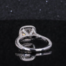 Load image into Gallery viewer, 2 Carat Round Moissanite Halo Engagement Ring, Four Prongs Moissanite Ring, Victorian Vintage 14K White Gold Ring
