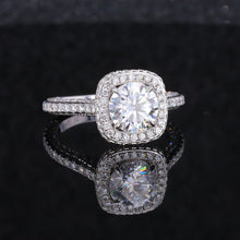 Load image into Gallery viewer, 2 Carat Round Moissanite Halo Engagement Ring, Four Prongs Moissanite Ring, Victorian Vintage 14K White Gold Ring
