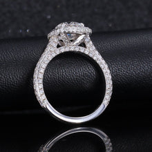 Load image into Gallery viewer, 2 Carat Round Moissanite Halo Engagement Ring, Four Prongs Moissanite Ring, Victorian Vintage 14K White Gold Ring
