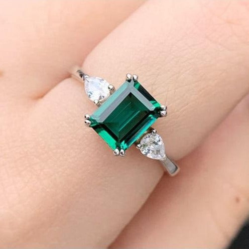 3Ct Emerald cut 14k Gold Emerald Ring, Emerald Engagement Ring, Emerald Cut Engagement Ring, Emerald Solitaire Ring, May Birthstone