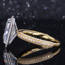 Load image into Gallery viewer, 4Ct Moissanite Engagement Ring Halo Radiant Cut Moissanite Engagement Ring, 10x8mm Radiant Cut Moissanite Engagement Two Tone Ring
