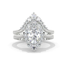 Load image into Gallery viewer, Oval 10x8 Moissanite Halo Engagement Ring, Promise Ring For Her, DEF Moissanite Wedding Ring, 14K Gold Oval Moissanite Engagement Ring Set
