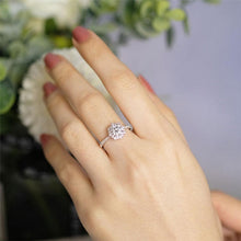 Load image into Gallery viewer, Snowflake Moissanite Ring/1.0ct Round Cut Moissanite Halo Ring/Solid 14K White Gold Ring/Art Deco Engagement Ring / Wedding Ring Women
