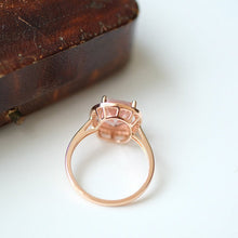 Load image into Gallery viewer, 2 Carat Morganite Ring, Morganite Engagement Ring, Rose Gold Morganite Ring, Elongated Cushion Cut Engagement Ring, Halo Morganite Ring
