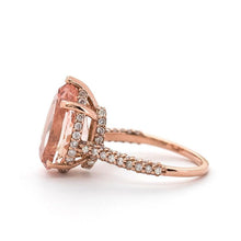 Load image into Gallery viewer, 5Ct Pear Morganite Engagement Ring, Solitaire Pear Cut Morganite Engagement Ring, Pear Accents Stones, Hidden Halo Ring
