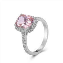 Load image into Gallery viewer, 2 Carat Morganite Ring, Morganite Engagement Ring, Gold Morganite Ring, Elongated Cushion Cut Engagement Ring, Halo Morganite Ring
