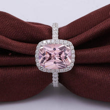 Load image into Gallery viewer, 2 Carat Morganite Ring, Morganite Engagement Ring, Gold Morganite Ring, Elongated Cushion Cut Engagement Ring, Halo Morganite Ring
