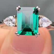 Load image into Gallery viewer, 3Ct Emerald cut 14k Gold Emerald Ring, Emerald Engagement Ring, Emerald Cut Engagement Ring, Emerald Solitaire Ring, May Birthstone
