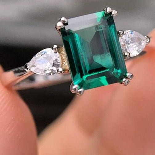 3Ct Emerald cut 14k Gold Emerald Ring, Emerald Engagement Ring, Emerald Cut Engagement Ring, Emerald Solitaire Ring, May Birthstone