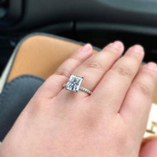 Load image into Gallery viewer, 4Ct Moissanite Engagement Ring, Solitaire Emerald Cut Moissanite Engagement Ring, 10x8mm Emerald Cut Moissanite Classic Engagement Ring
