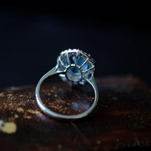 Load image into Gallery viewer, 3Ct Oval cut Aquamarine ring, Aquamarine solitaire ring, natural aquamarine ring, genuine aquamarine Oval Shape vintage halo ring
