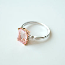 Load image into Gallery viewer, 3Ct Emerald cut Morganite ring, Morganite ring, Vitage natural Morganite ring, genuine morganite emerald cut vintage ring
