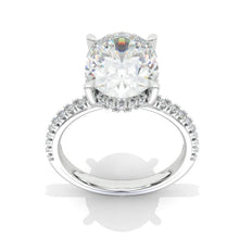 Load image into Gallery viewer, 6Ct Oval Moissanite Engagement Ring, Oval Cut Shape Dainty Engagement Ring, Moissanite Hidden Halo Pave accents ring
