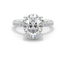 Load image into Gallery viewer, 6Ct Oval Moissanite Engagement Ring, Oval Cut Shape Dainty Engagement Ring, Moissanite Hidden Halo Pave accents ring
