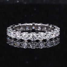 Load image into Gallery viewer, 5ctw Moissanite Full Eternity Band | 14K White Gold Moissanite Wedding Band | Round Cut Moissanite Band | Bridal Promise Ring
