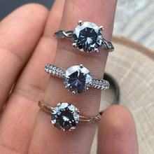 Load image into Gallery viewer, 3 CARAT GREY GRAY MOISSANITE STONE CELTIC 14K WHITE GOLD RING
