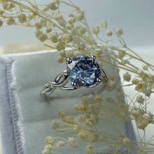Load image into Gallery viewer, 3 CARAT GREY GRAY MOISSANITE STONE CELTIC 14K WHITE GOLD RING
