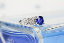 Load image into Gallery viewer, 2 Carat  Sapphire Round Center Stone Lace Engagement Ring
