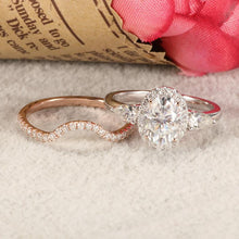 Load image into Gallery viewer, 14K  Gold 1.5 Carat Oval Moissanite Halo Engagement Ring Eternity Ring Set
