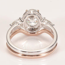 Load image into Gallery viewer, 14K  Gold 1.5 Carat Oval Moissanite Halo Engagement Ring Eternity Ring Set
