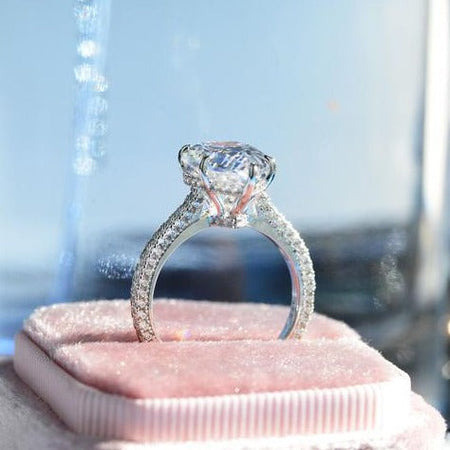 3 Carat Pear Cut Giliarto Moissanite Hidden Halo Engagement Ring