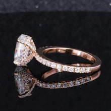 Load image into Gallery viewer, 2 Carat Moissanite Diamond Oval Cut Hidden Halo Rose Gold Engagement  Ring
