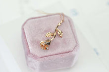 Load image into Gallery viewer, Rose Gold Rose Stem Pendant Necklace, Rose Necklace, Bridesmaid Gift, Birthday Gift, Gift For Her, Valentine's day gift, Rose Stem Pendant

