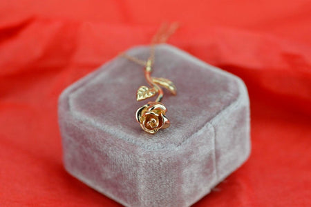Rose Gold Rose Stem Pendant Necklace, Rose Necklace, Bridesmaid Gift, Birthday Gift, Gift For Her, Valentine's day gift, Rose Stem Pendant
