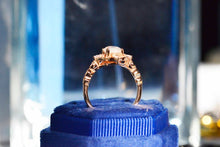 Load image into Gallery viewer, Rose Gold Plated Silver Dainty Natural Moonstone Ring Set, 2ct Oval Cut Moonstone Ring Set, Rose Gold Ring Unique Curved Marquise Cut Ring
