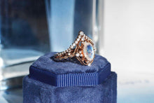 Load image into Gallery viewer, Rose Gold Plated Silver Dainty Natural Moonstone Ring Set, 2ct Oval Cut Moonstone Ring Set, Rose Gold Ring Unique Curved Marquise Cut Ring
