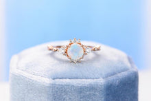 Load image into Gallery viewer, Rose Gold Plated Silver Dainty Natural Moonstone Ring, 1ct Round Cut Moonstone Ring
