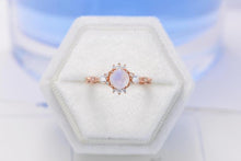 Load image into Gallery viewer, Rose Gold Plated Silver Dainty Natural Moonstone Ring, 1ct Round Cut Moonstone Ring
