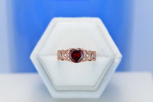 Load image into Gallery viewer, 2 Carat  Ruby Round Center Stone Lace Engagement Ring
