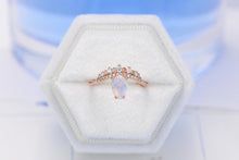 Load image into Gallery viewer, Rose Gold Plated Silver Dainty Natural Moonstone Ring, 1ct Pear Cut Moonstone Ring
