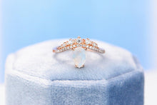 Load image into Gallery viewer, Rose Gold Plated Silver Dainty Natural Moonstone Ring, 1ct Pear Cut Moonstone Ring
