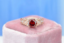 Load image into Gallery viewer, 2 Carat  Ruby Round Center Stone Lace Engagement Ring
