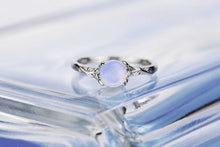 Load image into Gallery viewer, Silver Dainty Natural Moonstone Ring.  Round Moonstone Floral Ring
