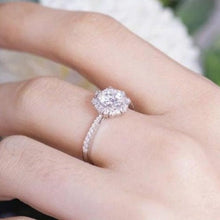 Load image into Gallery viewer, Snowflake Moissanite Ring/1.0ct Round Cut Moissanite Halo Ring/Solid 14K White Gold Ring/Art Deco Engagement Ring / Wedding Ring Women
