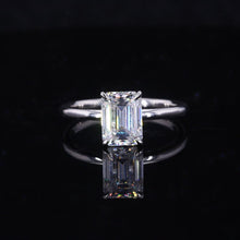 Load image into Gallery viewer, 3 Carat Giliarto-Flower Setting Emerald Shaped Step Cut Moissanite 14K White Gold Engagement Ring

