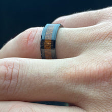 Load image into Gallery viewer,  Hawaii Koa Wood Inlay Black Tungsten Wedding Ring 
