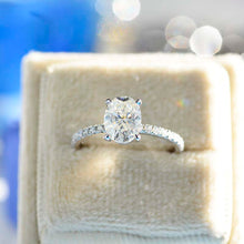 Load image into Gallery viewer, 14K White Gold 1.5 Carat Oval Moissanite  Engagement Ring
