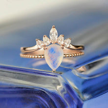 Load image into Gallery viewer, Pear Cut Moonstone Ring- Two Ring Set.
