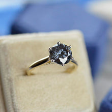 Load image into Gallery viewer, 2 Carat Dark Gray Blue Moissanite Six Prongs Engagement Ring
