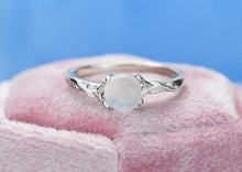 Load image into Gallery viewer, Rose Gold Plated Silver Dainty Natural Moonstone Ring , Round  Moonstone Vintage Ring,
